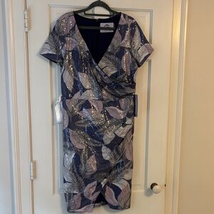 Elegant Sequin Lavender & Silver Midi Dress - TAGS ON